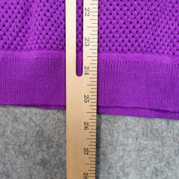 Ralph Lauren Sweater Women Large Active Raglan Sleeve Purple Knit Mesh Crew Neck - Picture 5 of 8
